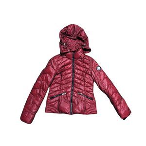 Buffalo by David Bitton Women's Mesh Overlay Puffer, Red & Black, Small, Used